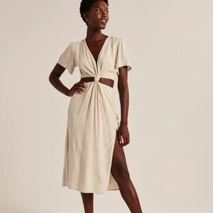 Abercrombie & Fitch Beige Twist Midi Dress